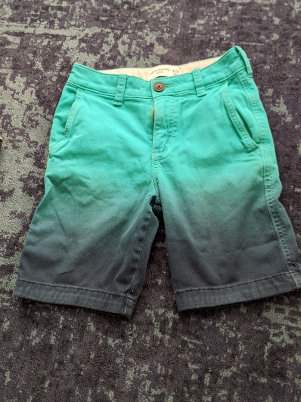 abercrombie kids Green to Teal Ombre Flat-Front Shorts